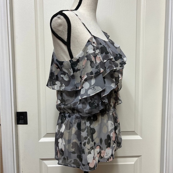 Express Sheer One Shoulder Ruffle Sleeveless Tank Top Small - Picture 4 of 6